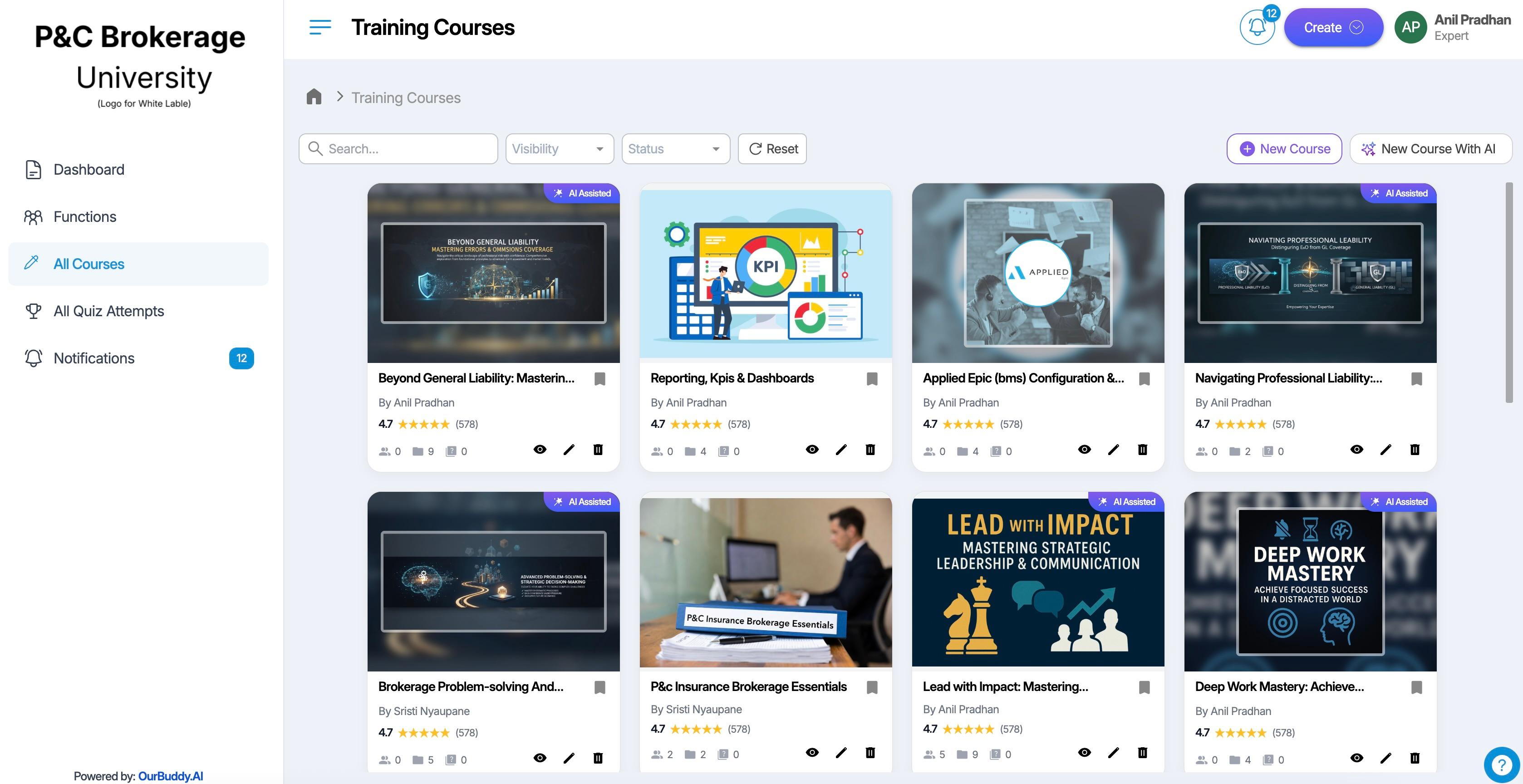 OurBuddy University Course Catalog